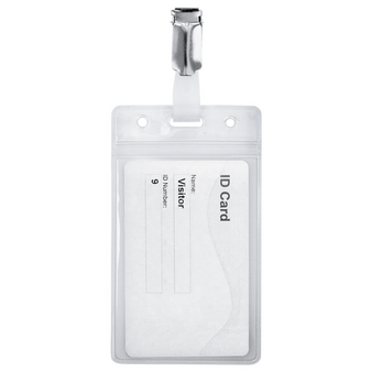 Kartenclip mit Hülle im Hochformat (68 x 115 mm) unbedruckt, befüllt