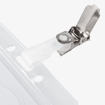 Kartenclip mit Hülle im Querformat (100 x 82 mm) unbedruckt, Chip geöffnet