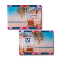 Kartenhülle, farbig bedruckt, liegend, aufgeklappt