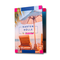 Kartenhülle, farbig bedruckt, liegend, zugeklappt