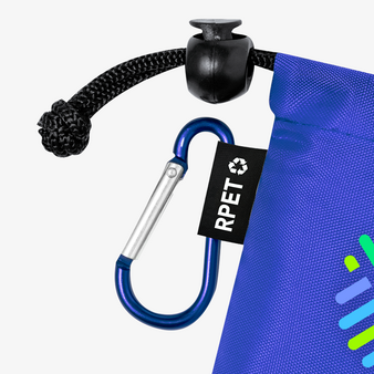 Kinder-Regenponcho aus LDPE in Tragetasche, Detail Haken und Verschluss