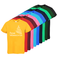 Kinder-T-Shirt B&C, Basic - Motiv Frohe Weihnachten, Farbauswahl