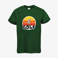 Kinder-T-Shirt B&C, Basic - Motiv Golf Sonnenuntergang