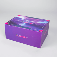 Transportverpackung L, zusammengebaut, farbgebung lila mit abstrakter Berglandschaft