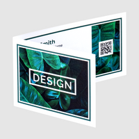 Klapp-Visitenkarten quer 4/4 farbig - Rillung außermittig (beidseitiger Druck), 300g folienkaschiert matt