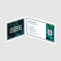 Klapp-Visitenkarten quer 4/4 farbig - Rillung außermittig (beidseitiger Druck), Offsetkarton