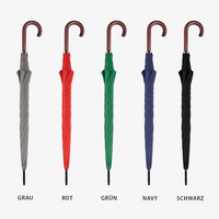 Klassischer Automatik-Stockschirm, lang, mit Holzgriff, 4/0-farbig