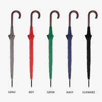 Klassischer Automatik-Stockschirm mit Holzgriff, 4/0-farbig