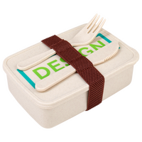 Kunststoff-Lunchbox Draufsicht mit Besteck