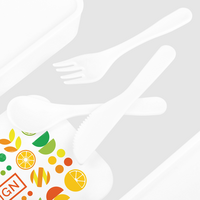 Kunststoff-Lunchbox Detail Besteck