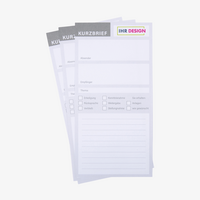 Kurzbrief DIN lang, 5/0 farbig (Vorderseite: CMYK 4-farbig + Silber-Farbe / Rückseite: unbedruckt)