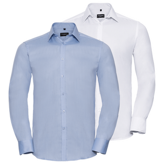Langarmhemd, Herringbone Tailored Fit - Russell, Muster
