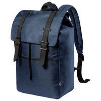 Laptop-Rucksack aus RPET mit Druckknopfverschluss, Farbe Blau