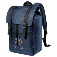 Laptop-Rucksack aus RPET mit Druckknopfverschluss, Farbe Blau