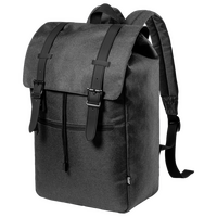 Laptop-Rucksack aus RPET mit Druckknopfverschluss, Farbe Schwarz