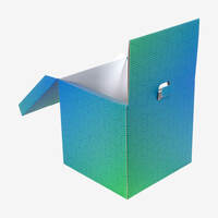 Losbox, farbig bedruckt, Seitenansicht, Offen