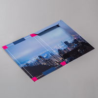 Mappe, farbig bedruckt, liegend, Stadt Motiv, aufgekalppt