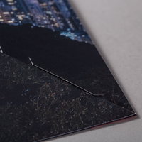 Mappe, farbig bedruckt, liegend, Stadt Motiv, aufgekalppt