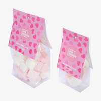 Marshmallow Herzen im Folienbeutel, 2 verschiedene Beutelgrößen
