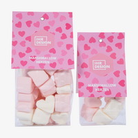 Marshmallow Herzen im Folienbeutel, 2 verschiedene Beutelgrößen