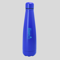 Matte Edelstahlflasche, blau, Druck
