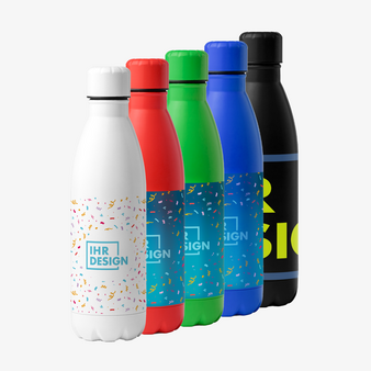  Edelstahlflasche, farbig bedruckt, Motiv, verschiedene Farben