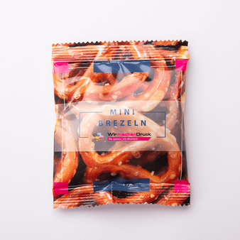 Salzbrezeln, farbig bedruckt, liegend, Brezel Motiv