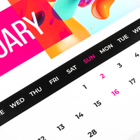 Monatskalender 13 Blatt (12 Monate + Deckblatt) 4/4 farbig, DIN A5 hoch, Designbeispiel