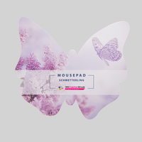 Mousepad, farbig bedruckt, Schmetterling Form, liegend