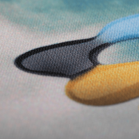 Nachhaltiges Textilbanner, farbig bedruckt, details