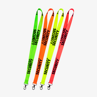 Neon-Lanyards mit Standardtext mit einem Haken: Security