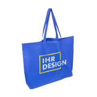 Non-Woven-Tasche weiß, mit Bodenfalte, lange Henkel, 2-farbig