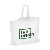 Non-Woven-Tasche weiß, ohne Bodenfalte, kurze Henkel, 2-farbig