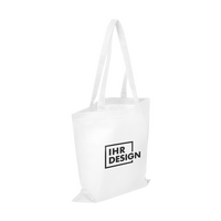 Non-Woven-Tasche weiß, ohne Bodenfalte, lange Henkel, 1-farbig