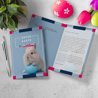 Osterkarte, farbig bedruckt, Motiv Hase