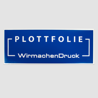 Plottfolie in Königsblau mit Kontur und Schrift und Zeichen