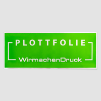 Plottfolie in Lindgrün mit Kontur und Schrift und Zeichen
