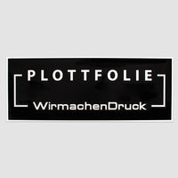 Plottfolie in Schwarz mit Kontur und Schrift und Zeichen