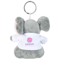 Plüschanhänger Elefant mit weißem T-Shirt bedruckt von hinten