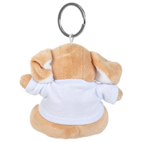 Plüschanhänger brauner Hase unbedruckt mit weißem T-Shirt von hinten