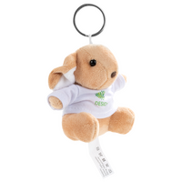 Plüschanhänger Hase mit weißem T-Shirt bedruckt seitliche Ansicht