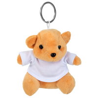 Plüschanhänger hellbrauner Teddybär mit weißem T-Shirt von vorne unbedruckt