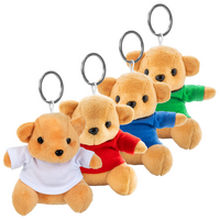 Aufreihung hellbraune Teddybären mit T-Shirts in verschiedenen Farben unbedruckt