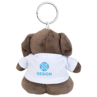 Plüschanhänger Hund mit weißem T-Shirt bedruckt von hinten