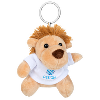 Plüschanhänger Löwe mit weißem T-Shirt bedruckt von vorne