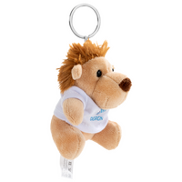 Plüschanhänger Löwe mit weißem T-Shirt bedruckt seitliche Ansicht