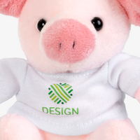 Nahaufnahme Schweinchen mit weißem T-Shirt von vorne