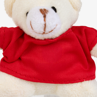 Nahaufnahme weißer Teddy mit rotem T-Shirt unbedruckt von vorne