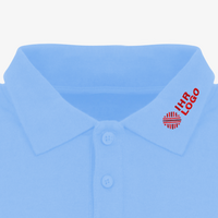Poloshirt, farbig bedruckt, Kragen links