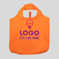 Polyester Tasche faltbar, orange, mit logo, vorderseite